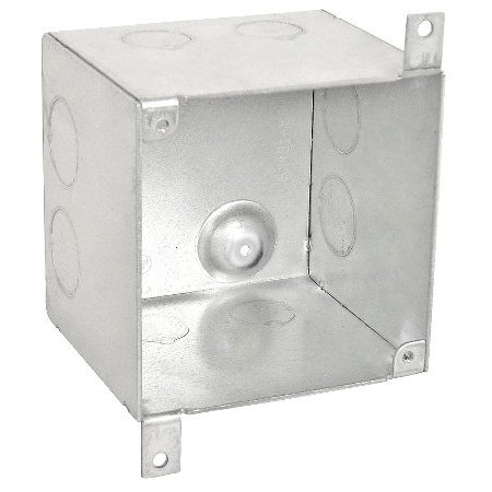 Southwire Electrical Box, 50 cu in, Square Box Type, 4 Gangs, Steel, Square Shape 52181-SPKR